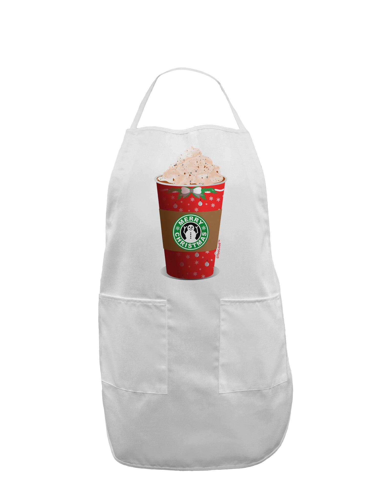 Merry Christmas Latte Cup Adult Apron-Bib Apron-TooLoud-White-One-Size-Davson Sales
