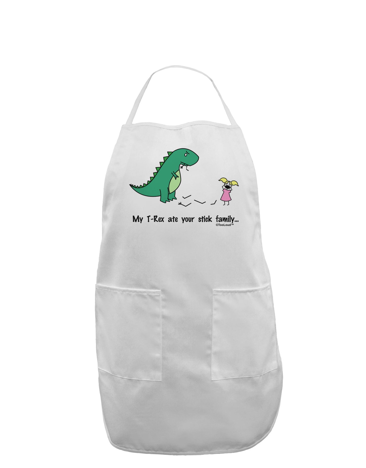 My T-Rex Ate Your Stick Family - Color Adult Apron by TooLoud-Bib Apron-TooLoud-White-One-Size-Davson Sales