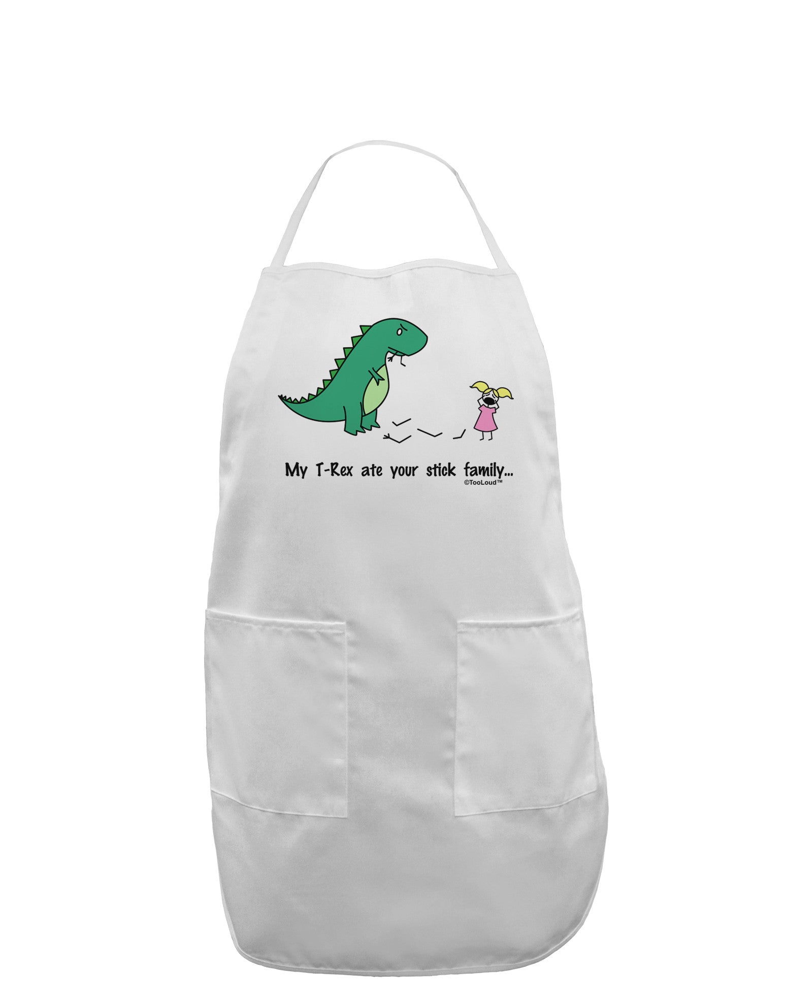 My T-Rex Ate Your Stick Family - Color Adult Apron by TooLoud-Bib Apron-TooLoud-White-One-Size-Davson Sales