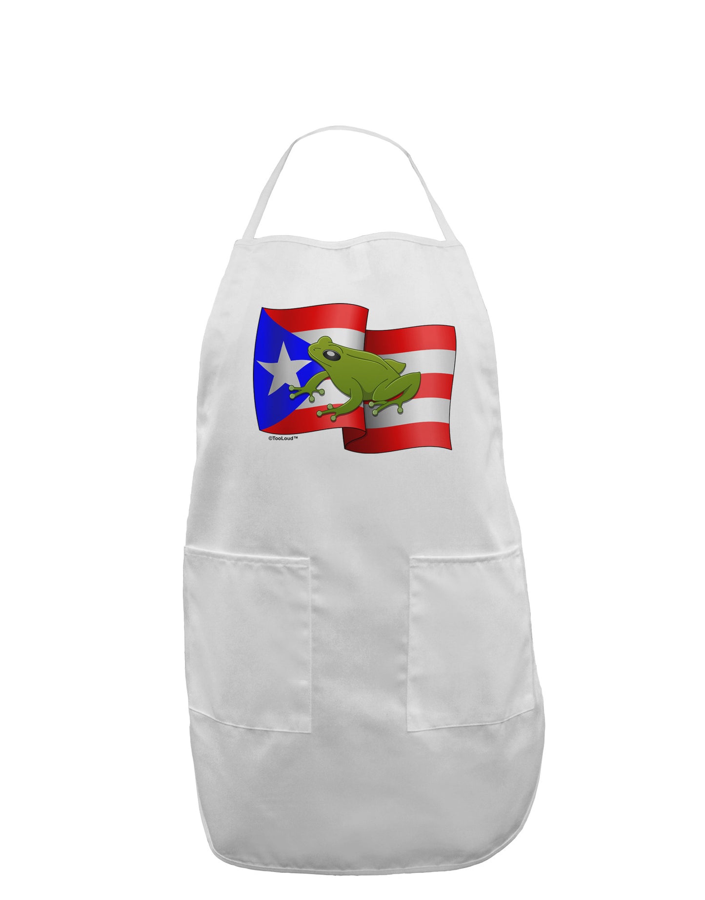 Puerto Rico Coqui Adult Apron-Bib Apron-TooLoud-White-One-Size-Davson Sales