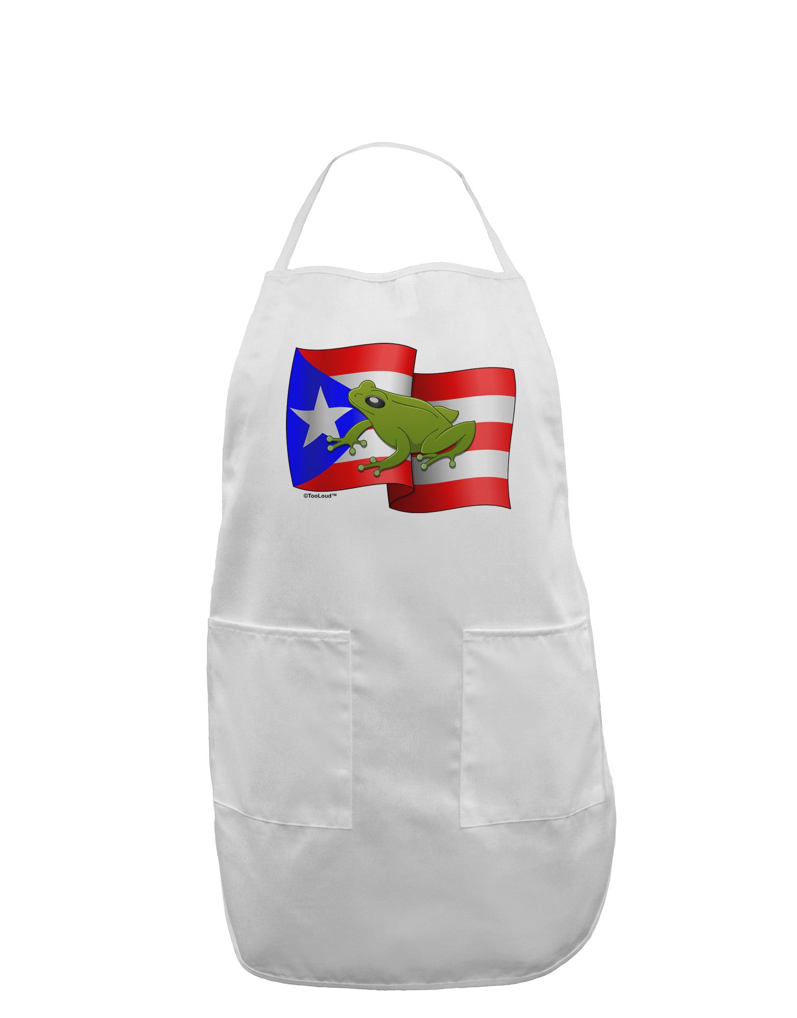 Puerto Rico Coqui Adult Apron-Bib Apron-TooLoud-White-One-Size-Davson Sales