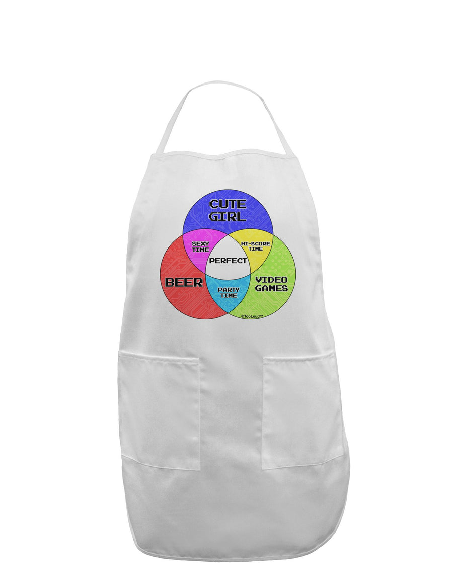 Beer Girl and Games Diagram Adult Apron-Bib Apron-TooLoud-White-One-Size-Davson Sales