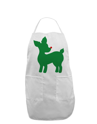 Cute Red and Green Rudolph - Christmas Adult Apron by TooLoud-Bib Apron-TooLoud-White-One-Size-Davson Sales