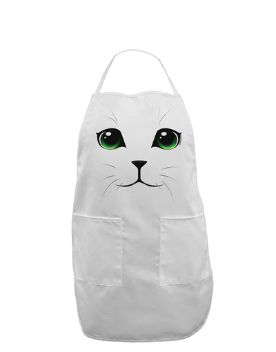 Green-Eyed Cute Cat Face Adult Apron-Bib Apron-TooLoud-White-One-Size-Davson Sales