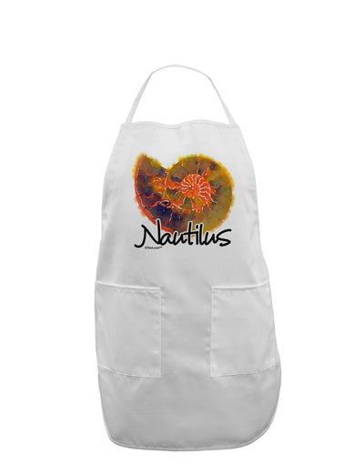 Nautilus Fossil Watercolor Text Adult Apron-Bib Apron-TooLoud-White-One-Size-Davson Sales