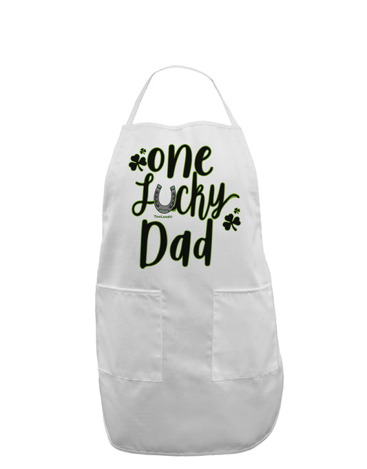 One Lucky Dad Shamrock Adult Apron-Bib Apron-TooLoud-White-One-Size-Davson Sales