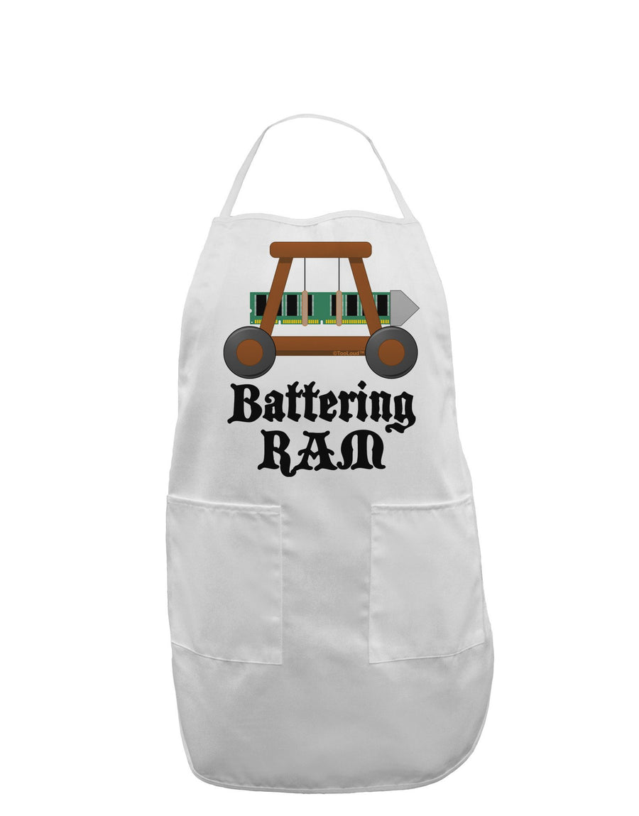 Battering RAM Text Adult Apron-Bib Apron-TooLoud-White-One-Size-Davson Sales