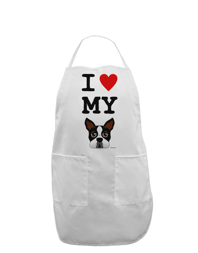 I Heart My Boston Terrier Adult Apron-Bib Apron-TooLoud-White-One-Size-Davson Sales