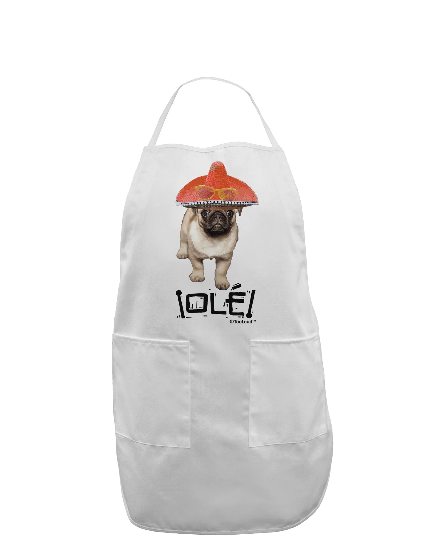 Pug Dog with Pink Sombrero - Ole Adult Apron by TooLoud-Bib Apron-TooLoud-White-One-Size-Davson Sales