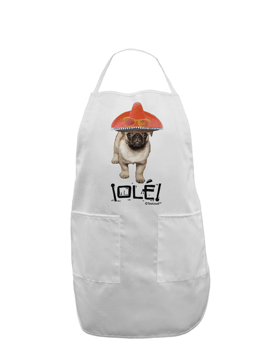Pug Dog with Pink Sombrero - Ole Adult Apron by TooLoud-Bib Apron-TooLoud-White-One-Size-Davson Sales