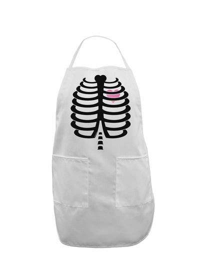 Black Skeleton Ribcage with Pink Heart Halloween Adult Apron-Bib Apron-TooLoud-White-One-Size-Davson Sales