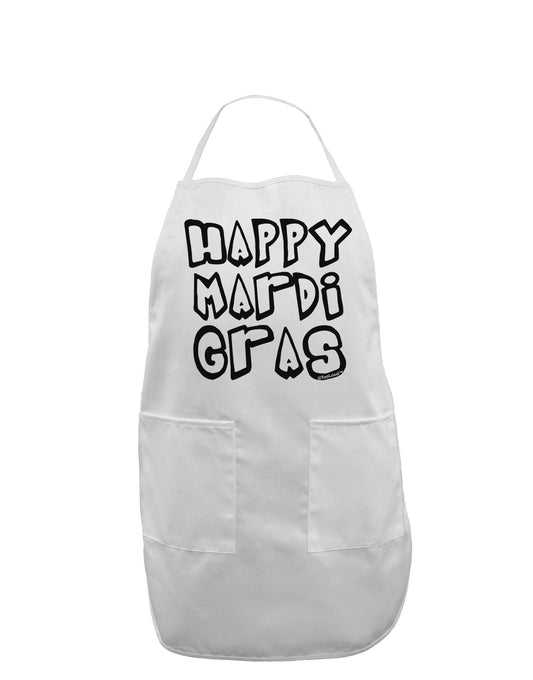 Happy Mardi Gras Text 2 BnW Adult Apron-Bib Apron-TooLoud-White-One-Size-Davson Sales