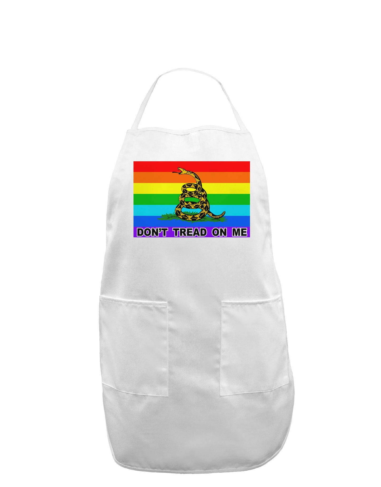 LGBT Rainbow Gadsden Flag Freedom Adult Apron-Bib Apron-TooLoud-White-One-Size-Davson Sales