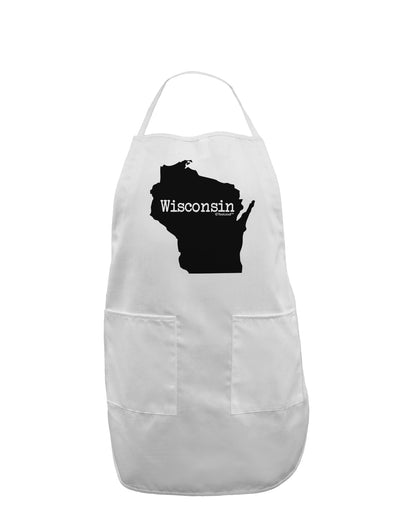 Wisconsin - United States Shape Adult Apron-Bib Apron-TooLoud-White-One-Size-Davson Sales