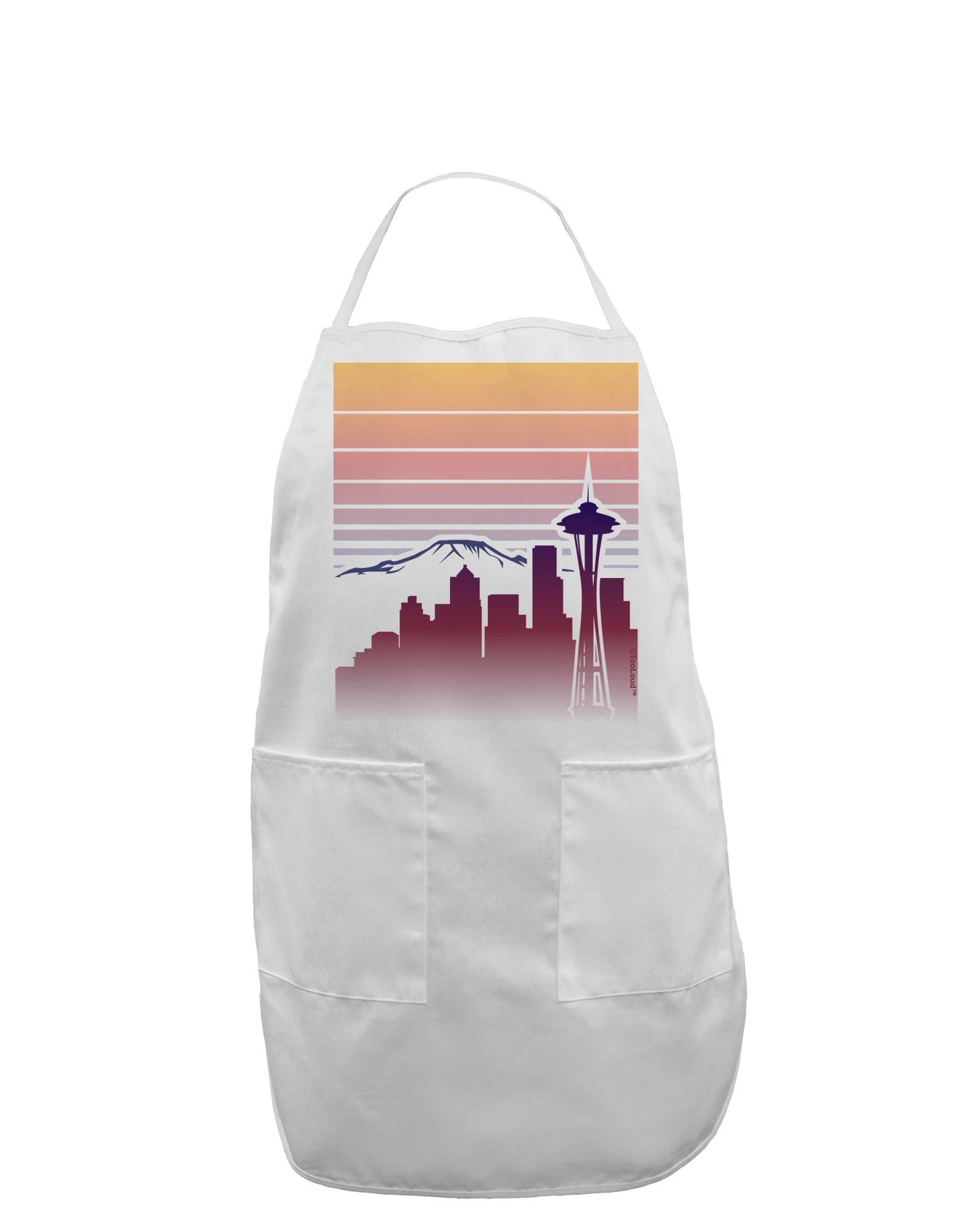 Seattle Skyline Sunrise Adult Apron-Bib Apron-TooLoud-White-One-Size-Davson Sales
