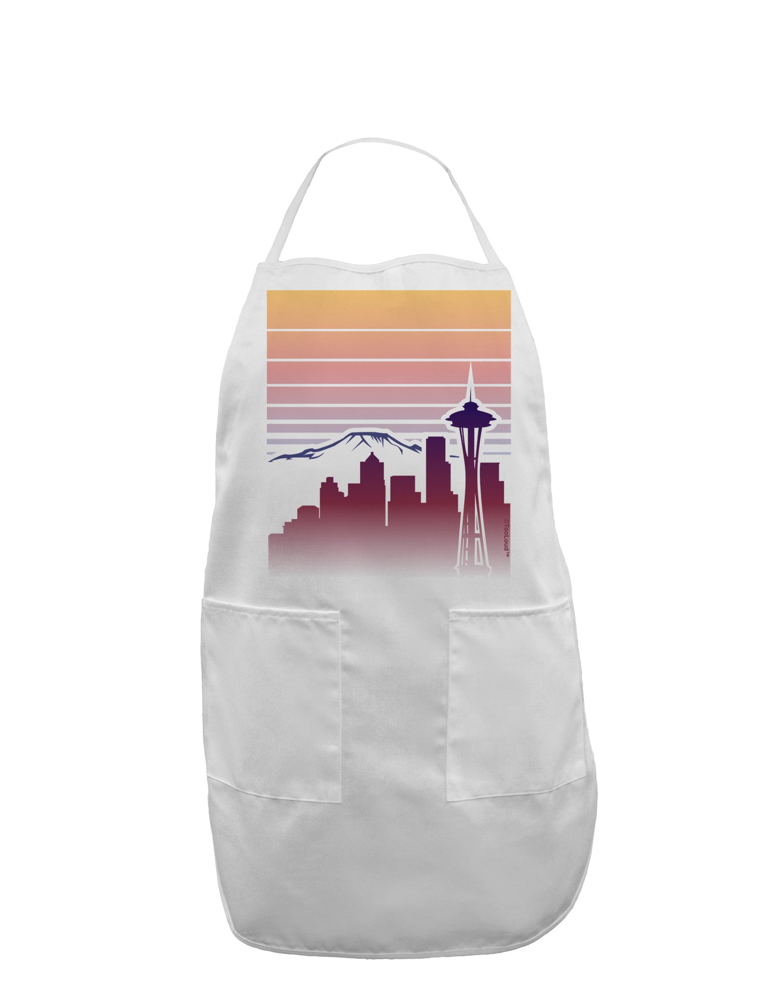 Seattle Skyline Sunrise Adult Apron-Bib Apron-TooLoud-White-One-Size-Davson Sales