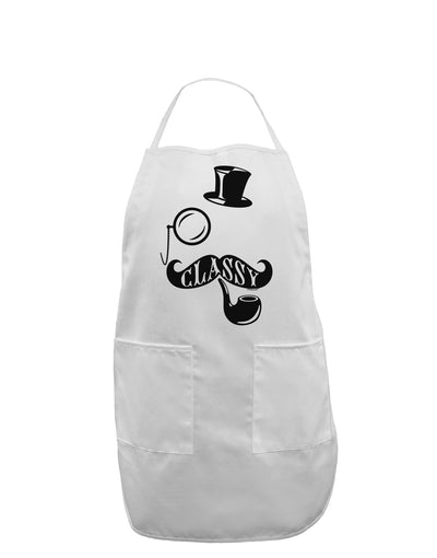 Classy Tophat Mustache Pipe and Monocle Adult Apron-Bib Apron-TooLoud-White-One-Size-Davson Sales