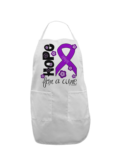 Hope for a Cure - Purple Ribbon Epilepsy - Flowers Adult Apron-Bib Apron-TooLoud-White-One-Size-Davson Sales