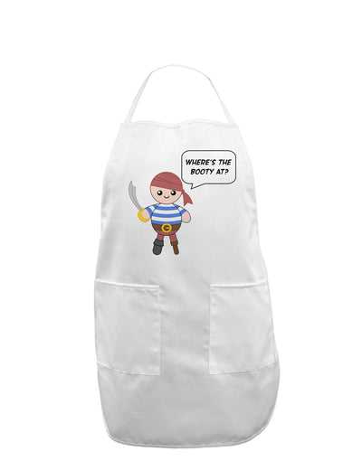 Where's the Booty At - Petey the Pirate Adult Apron-Bib Apron-TooLoud-White-One-Size-Davson Sales