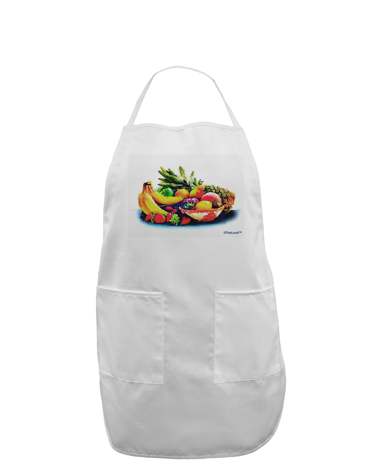 TooLoud Watercolor Fruit Bowl 3 Adult Apron-Bib Apron-TooLoud-White-One-Size-Davson Sales