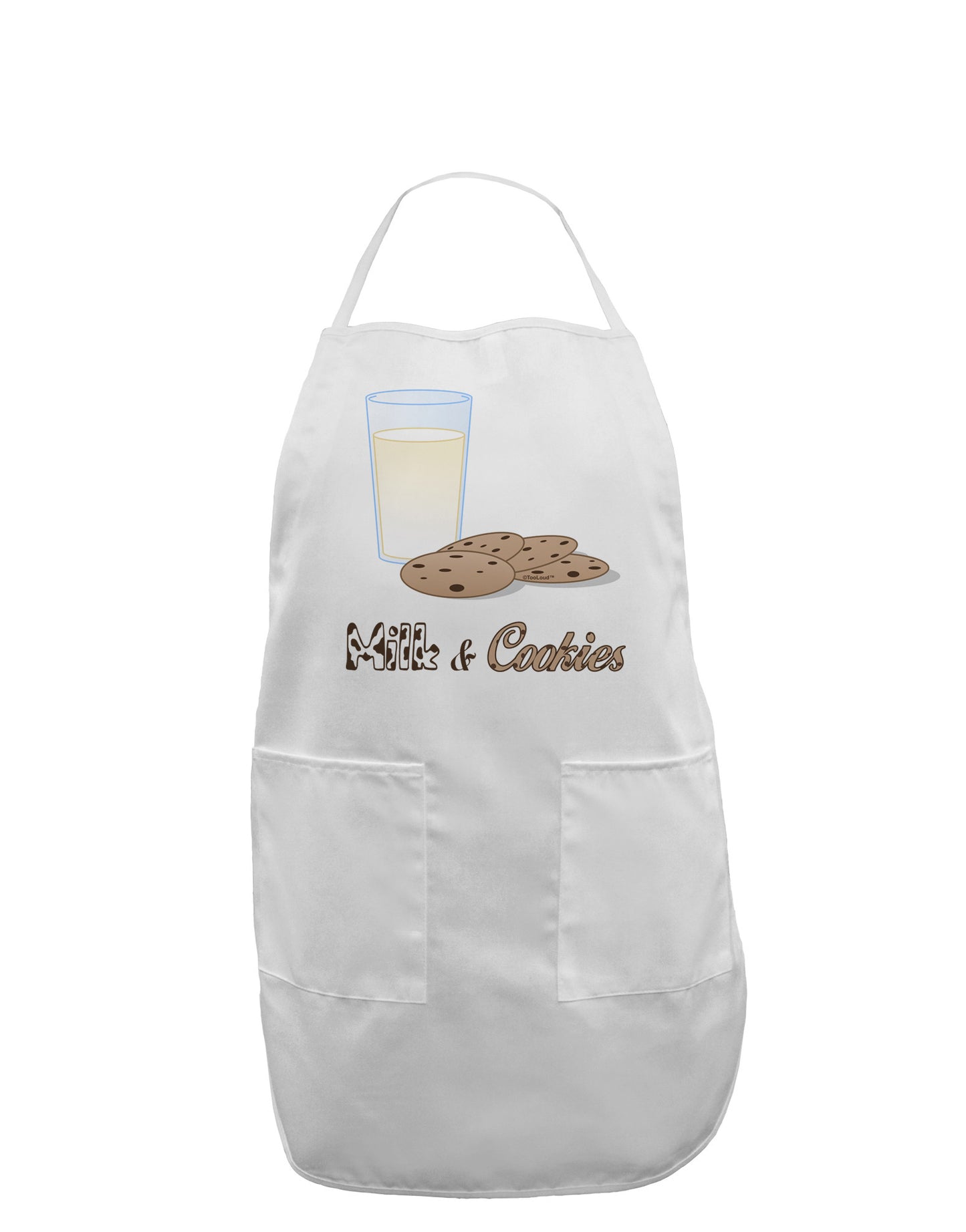 Milk and Cookies Design Text Adult Apron-Bib Apron-TooLoud-White-One-Size-Davson Sales