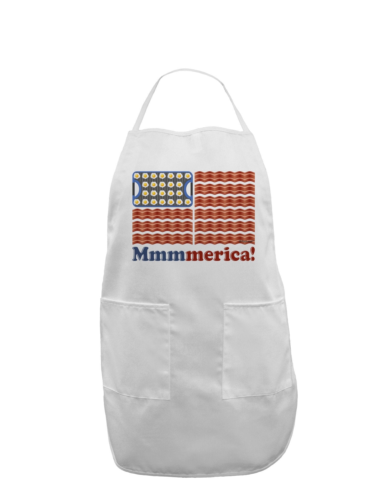 American Breakfast Flag - Bacon and Eggs - Mmmmerica Adult Apron-Bib Apron-TooLoud-White-One-Size-Davson Sales