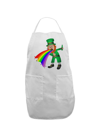 Puking Rainbow Leprechaun Adult Apron-Bib Apron-TooLoud-White-One-Size-Davson Sales