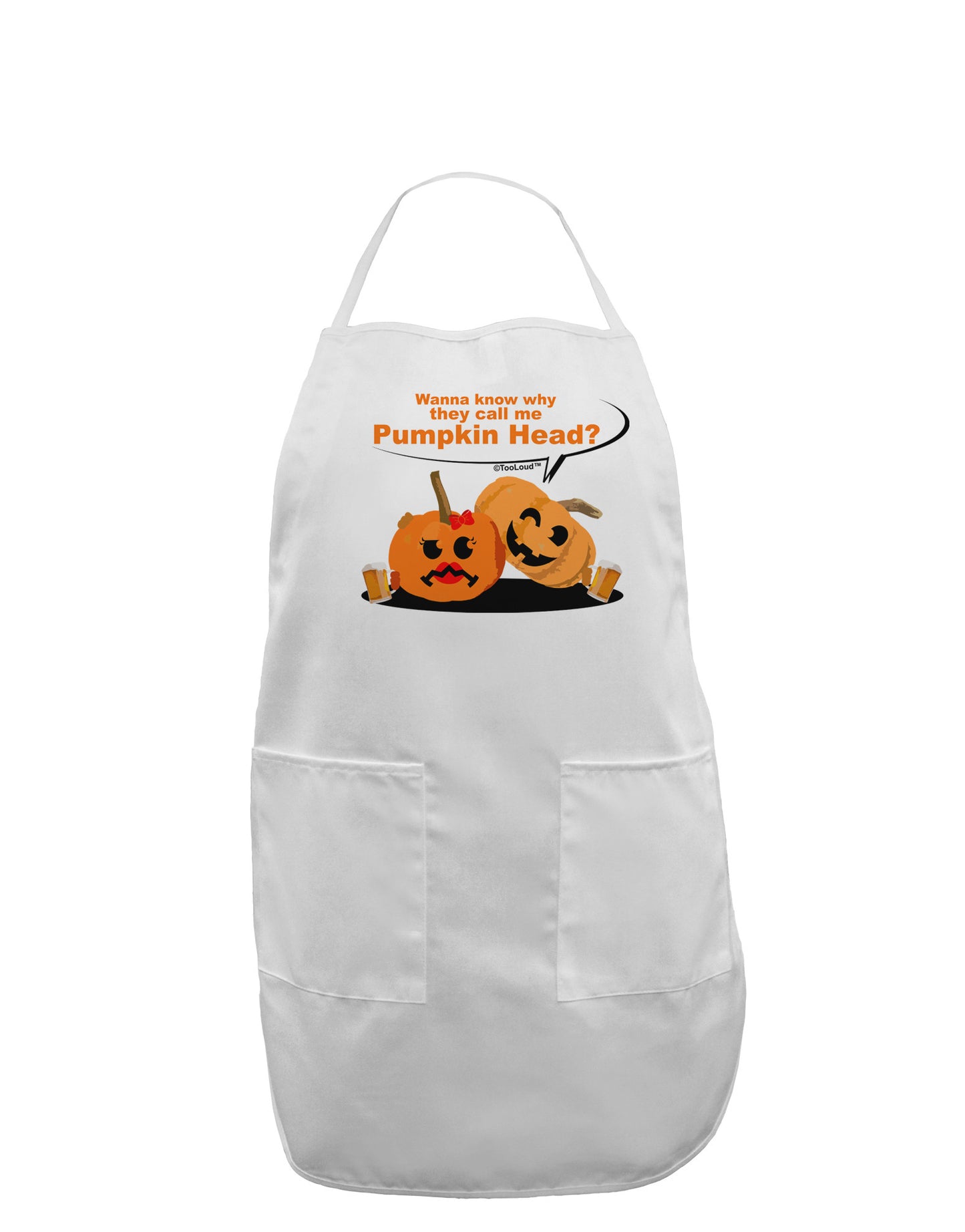 Pumpkin Head Adult Apron-Bib Apron-TooLoud-White-One-Size-Davson Sales