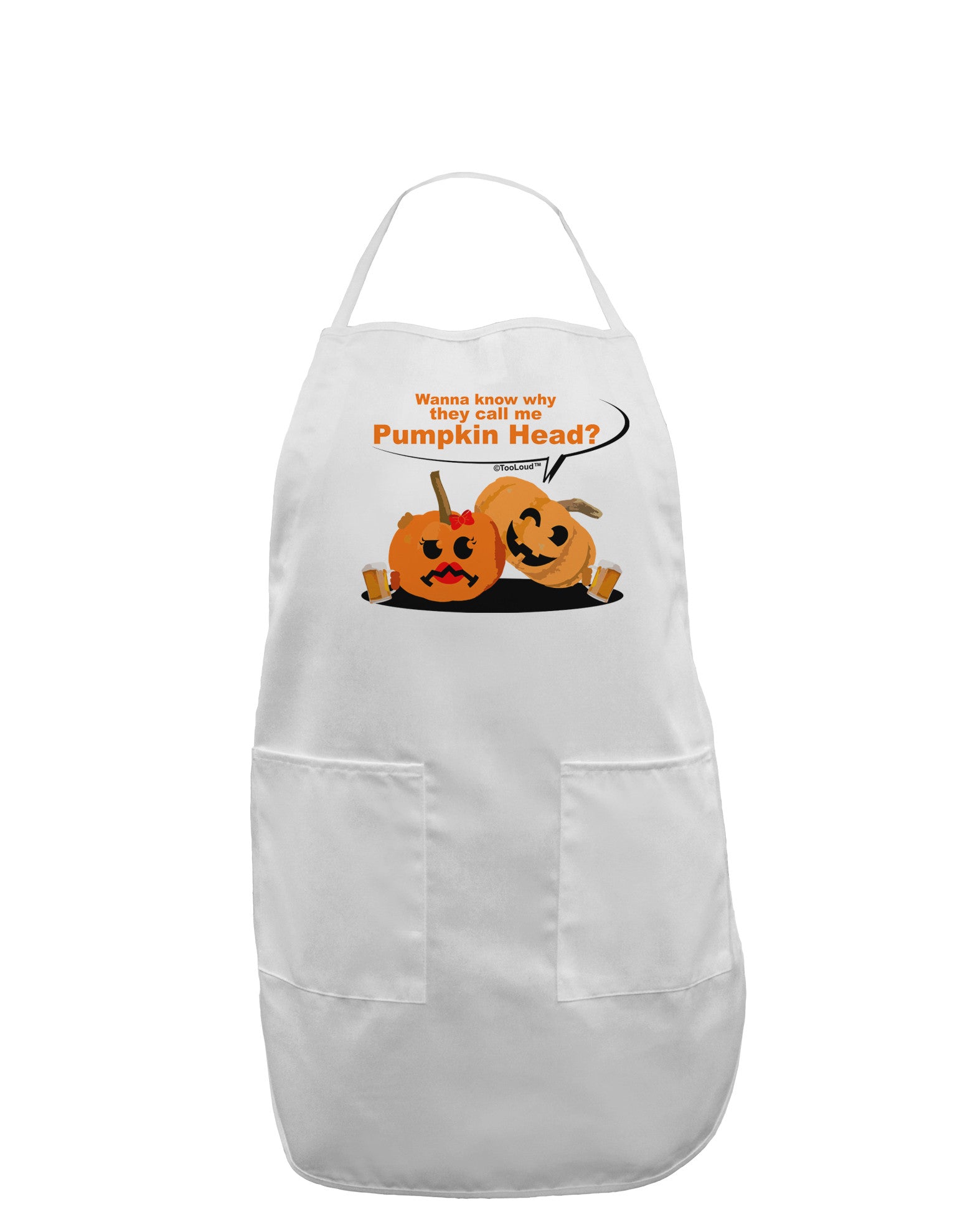 Pumpkin Head Adult Apron-Bib Apron-TooLoud-White-One-Size-Davson Sales