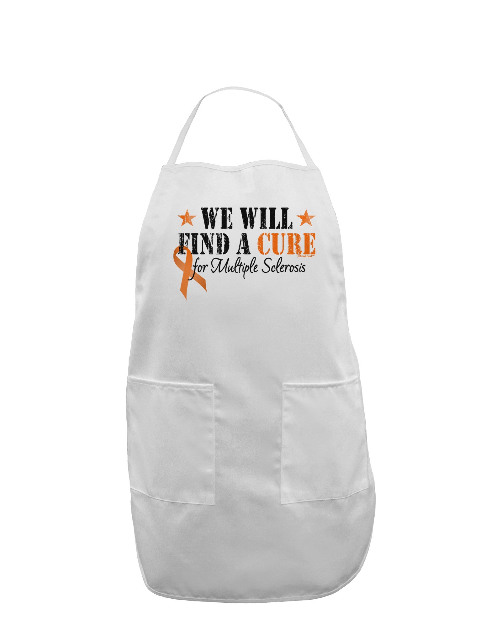 MS - We Will Find A Cure Adult Apron-Bib Apron-TooLoud-White-One-Size-Davson Sales