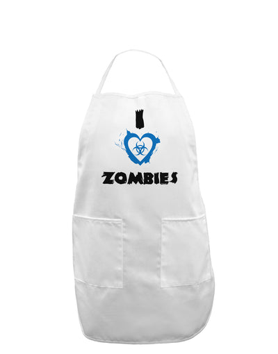 I Heart Zombies - Bio Hazard Heart Blue Adult Apron-Bib Apron-TooLoud-White-One-Size-Davson Sales