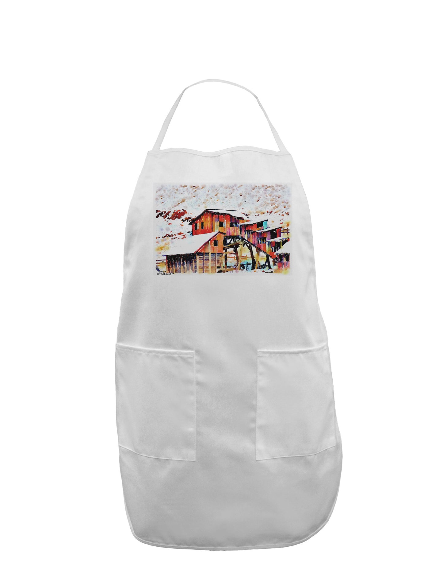 Mine Scene Colorado Watercolor Adult Apron-Bib Apron-TooLoud-White-One-Size-Davson Sales