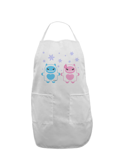 Cute Abominable Snowman Yeti Couple - Christmas Adult Apron-Bib Apron-TooLoud-White-One-Size-Davson Sales