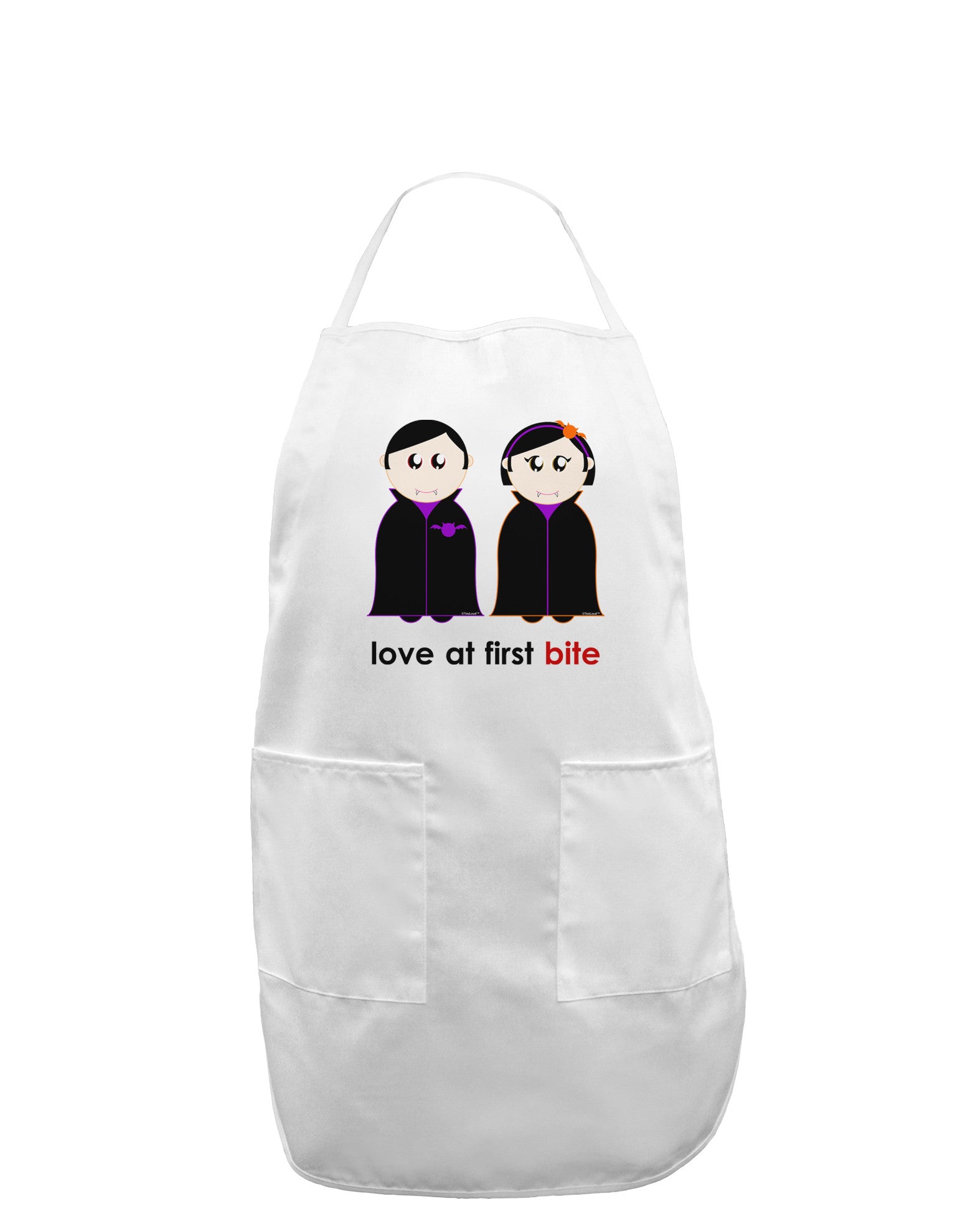 Love at First Bite Vampire Couple Halloween Adult Apron-Bib Apron-TooLoud-White-One-Size-Davson Sales