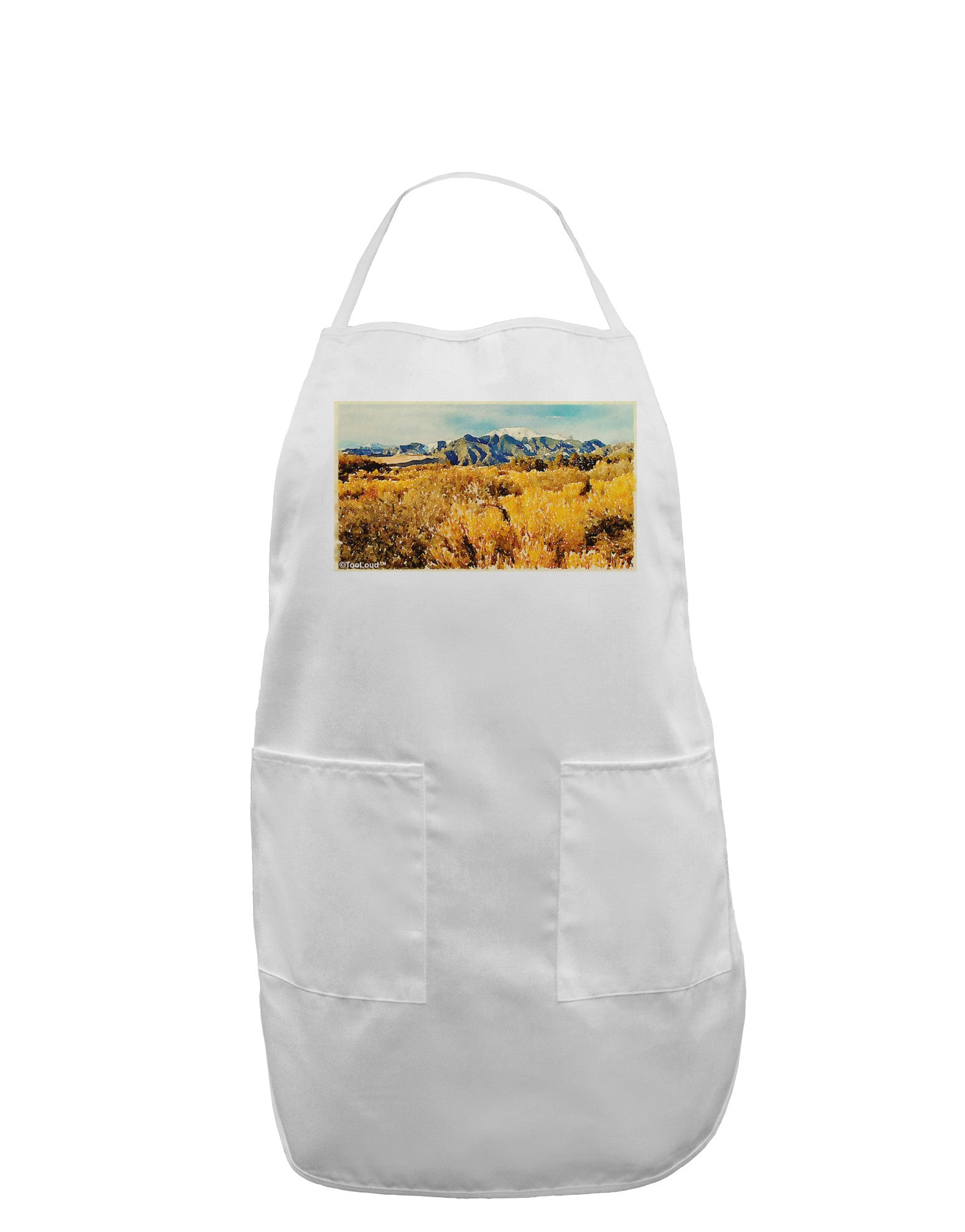 Mountain Forest Park Watercolor Adult Apron-Bib Apron-TooLoud-White-One-Size-Davson Sales