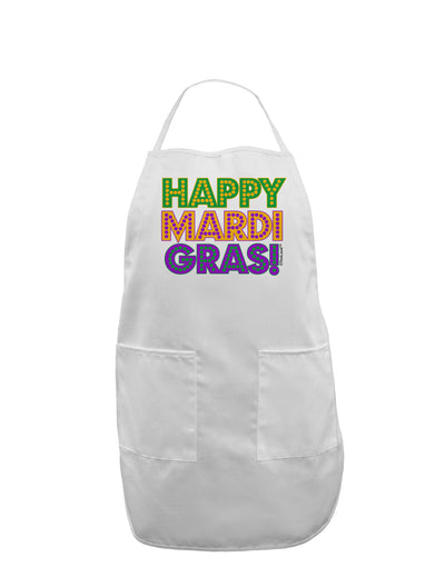 Happy Mardi Gras Text Adult Apron by TooLoud-Bib Apron-TooLoud-White-One-Size-Davson Sales