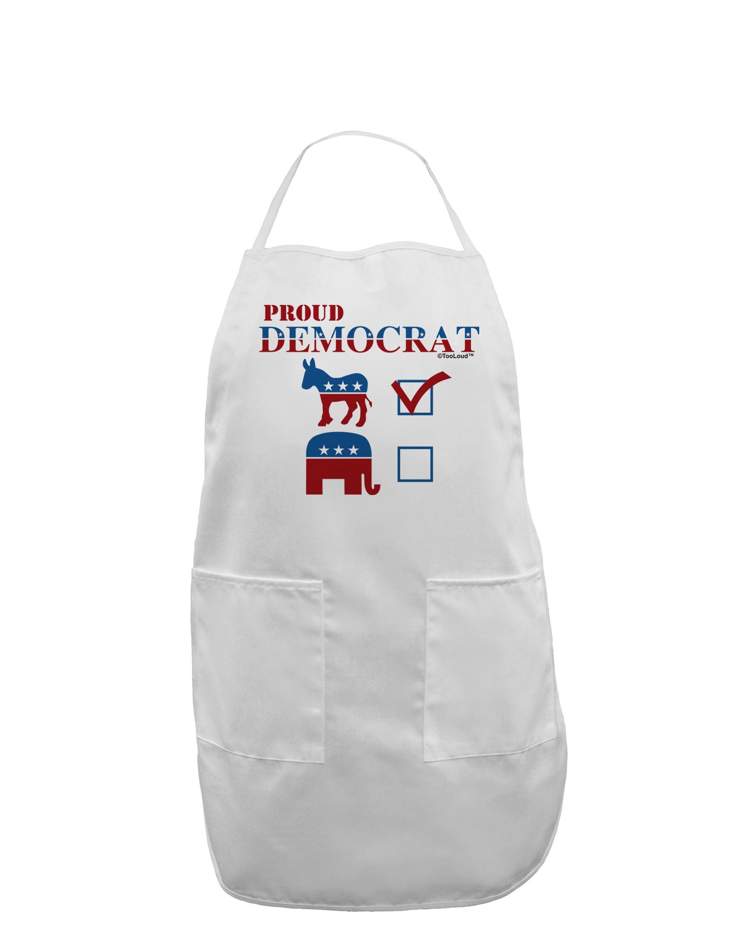 Proud Democrat Checkmark Adult Apron-Bib Apron-TooLoud-White-One-Size-Davson Sales