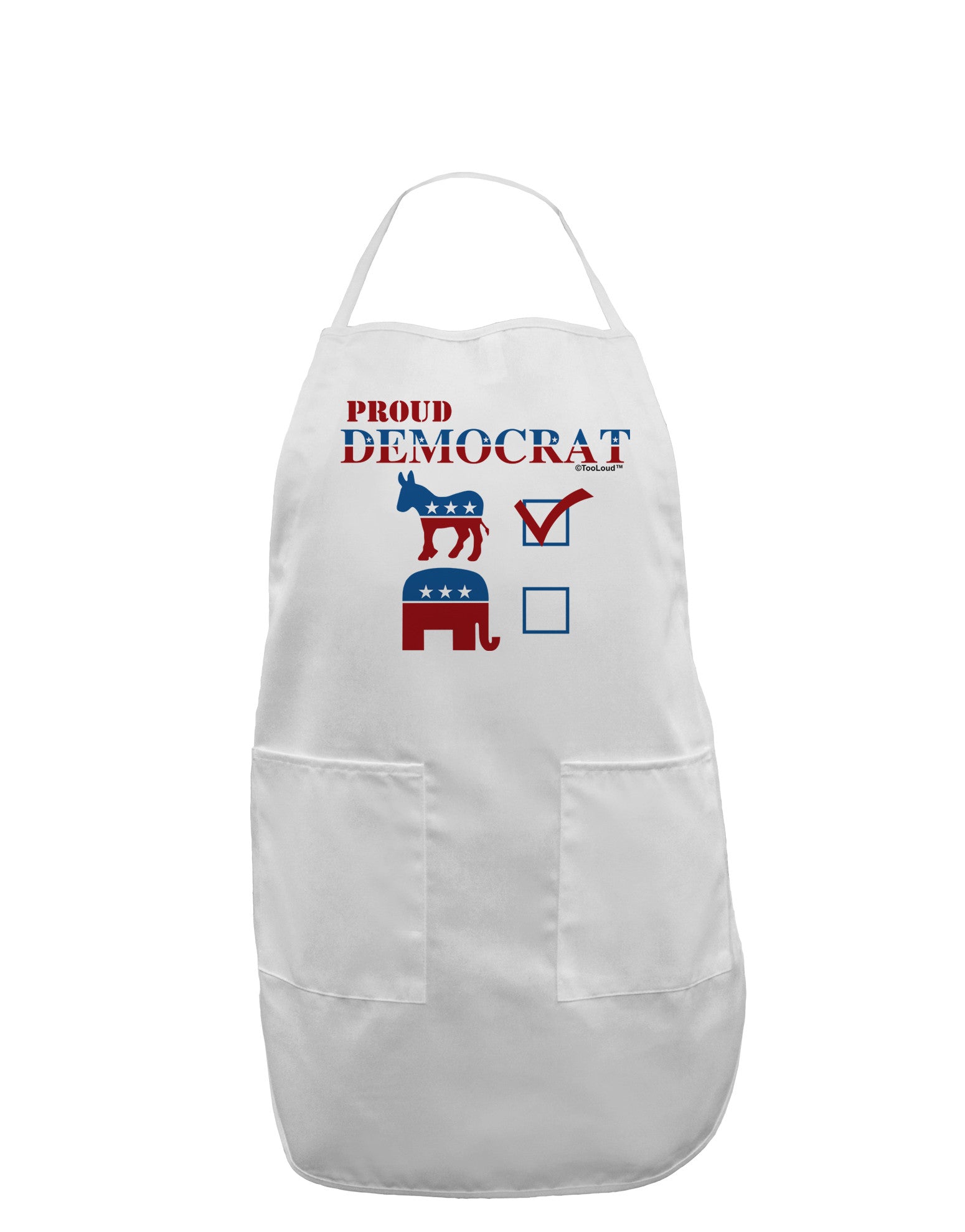 Proud Democrat Checkmark Adult Apron-Bib Apron-TooLoud-White-One-Size-Davson Sales