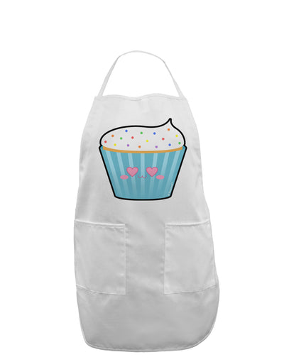 Cute Cupcake with Sprinkles - Heart Eyes Adult Apron by TooLoud-Bib Apron-TooLoud-White-One-Size-Davson Sales