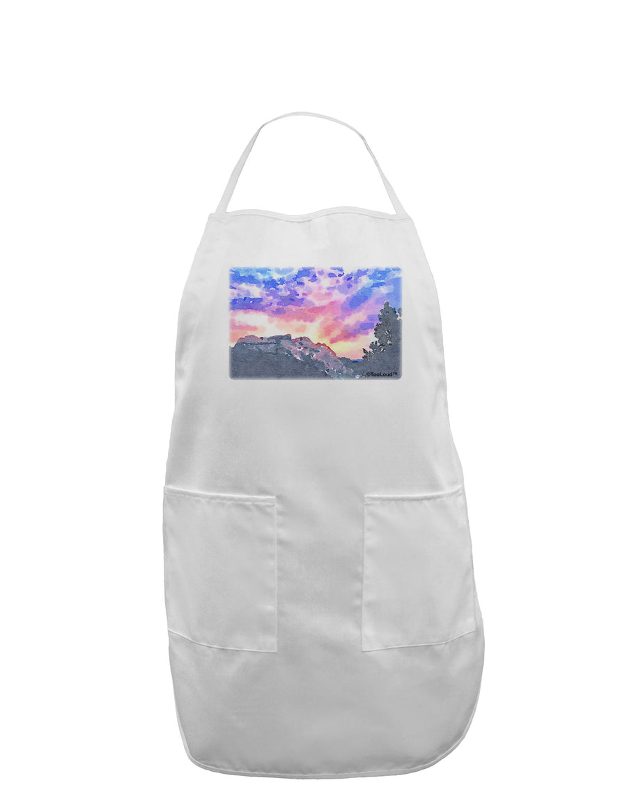 Colorado Rainbow Sunset Watercolor Adult Apron-Bib Apron-TooLoud-White-One-Size-Davson Sales