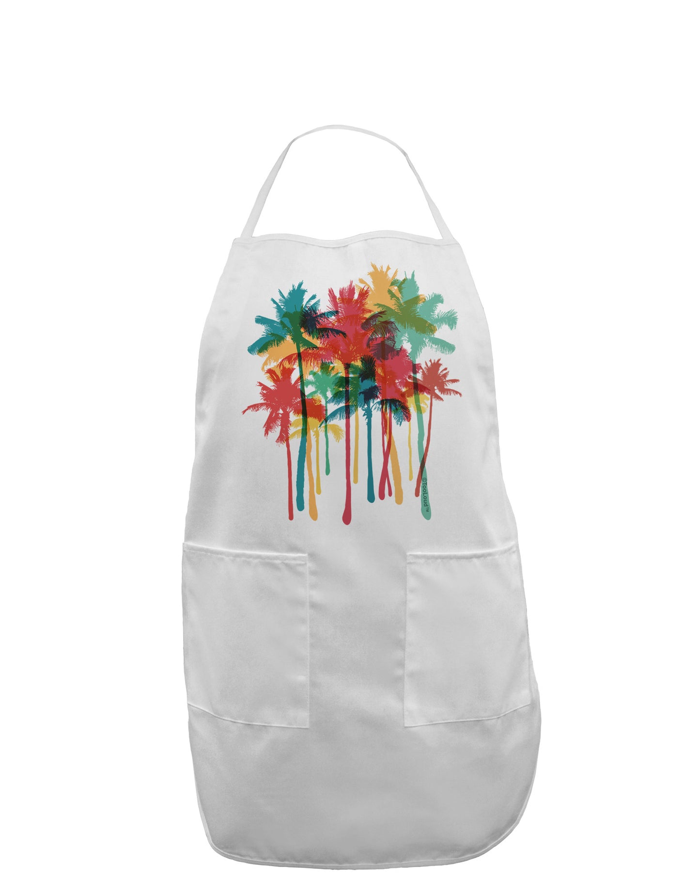 Paint Splash Palm Trees Adult Apron-Bib Apron-TooLoud-White-One-Size-Davson Sales