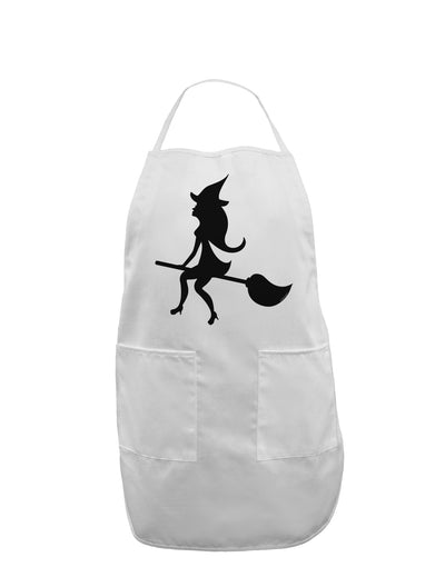 Cute Witch on Broom Silhouette Halloween Adult Apron-Bib Apron-TooLoud-White-One-Size-Davson Sales