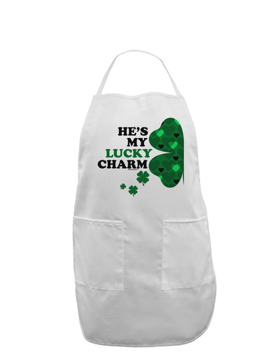 He's My Lucky Charm - Left Adult Apron-Bib Apron-TooLoud-White-One-Size-Davson Sales