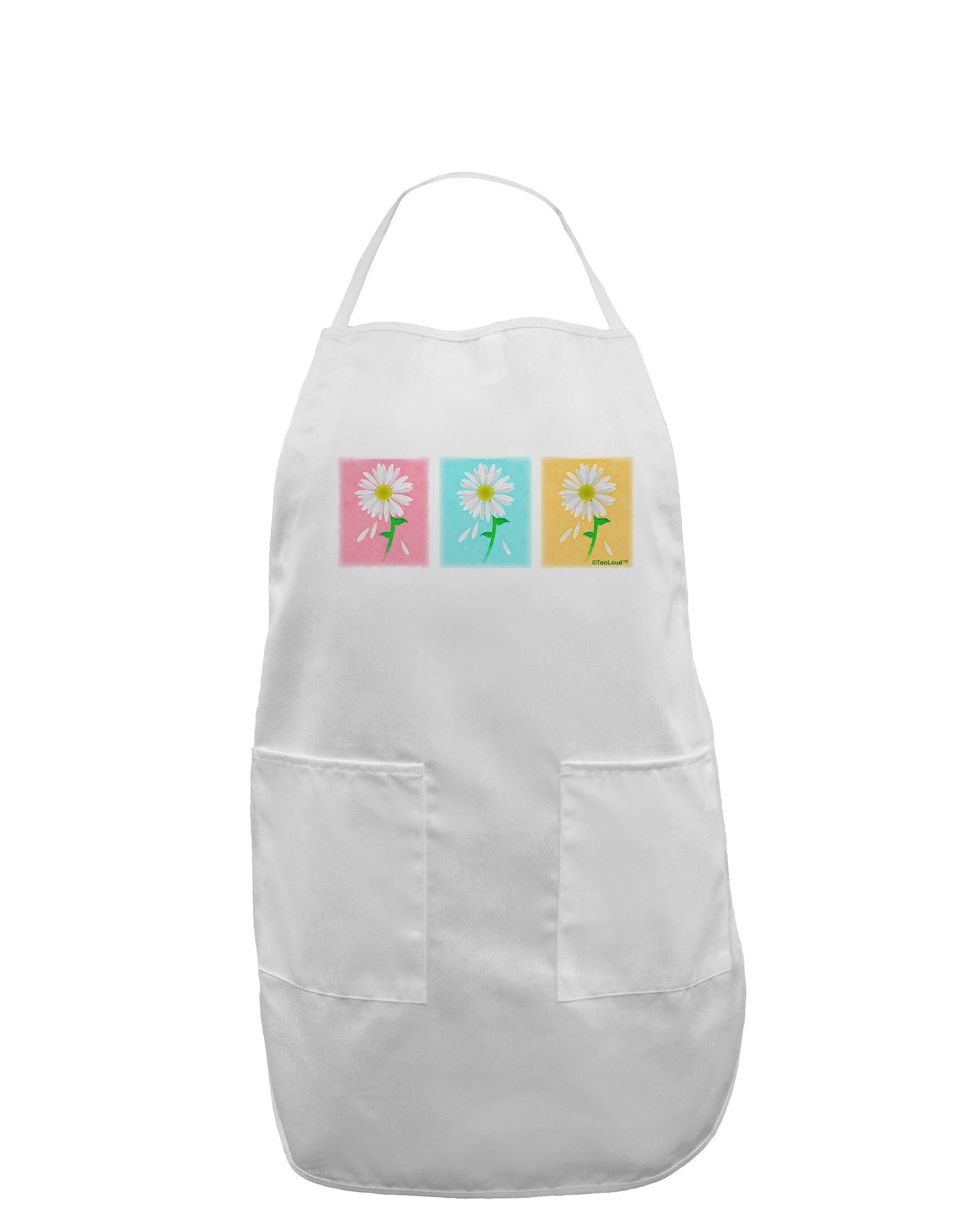 Pretty Daisies Watercolor Adult Apron-Bib Apron-TooLoud-White-One-Size-Davson Sales