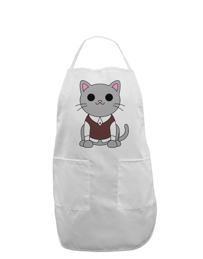 Cute Sweater Vest Cat Design Adult Apron by TooLoud-Bib Apron-TooLoud-White-One-Size-Davson Sales