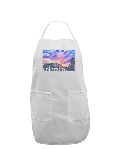 CO Rainbow Sunset Watercolor Text Adult Apron-Bib Apron-TooLoud-White-One-Size-Davson Sales