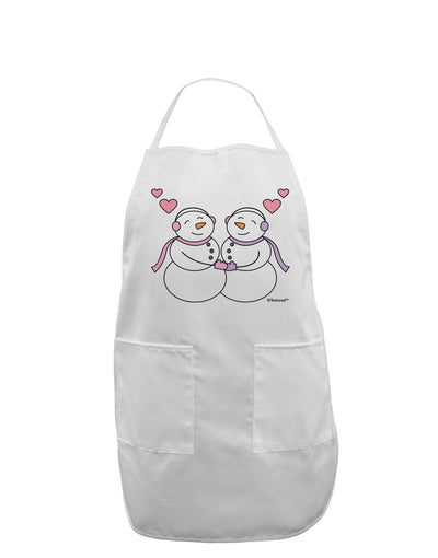 Cute Snowwoman Couple Adult Apron by TooLoud-Bib Apron-TooLoud-White-One-Size-Davson Sales