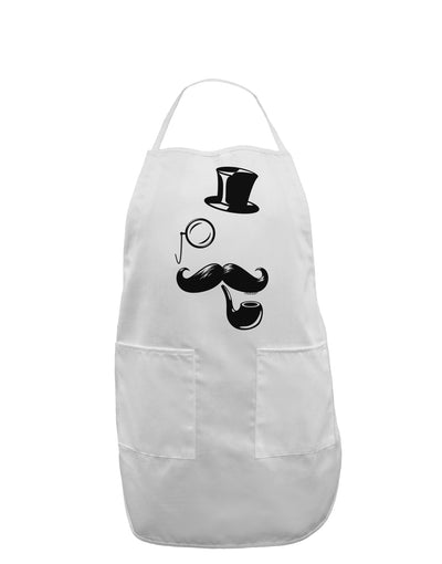 Tophat Mustache Pipe and Monocle Adult Apron-Bib Apron-TooLoud-White-One-Size-Davson Sales