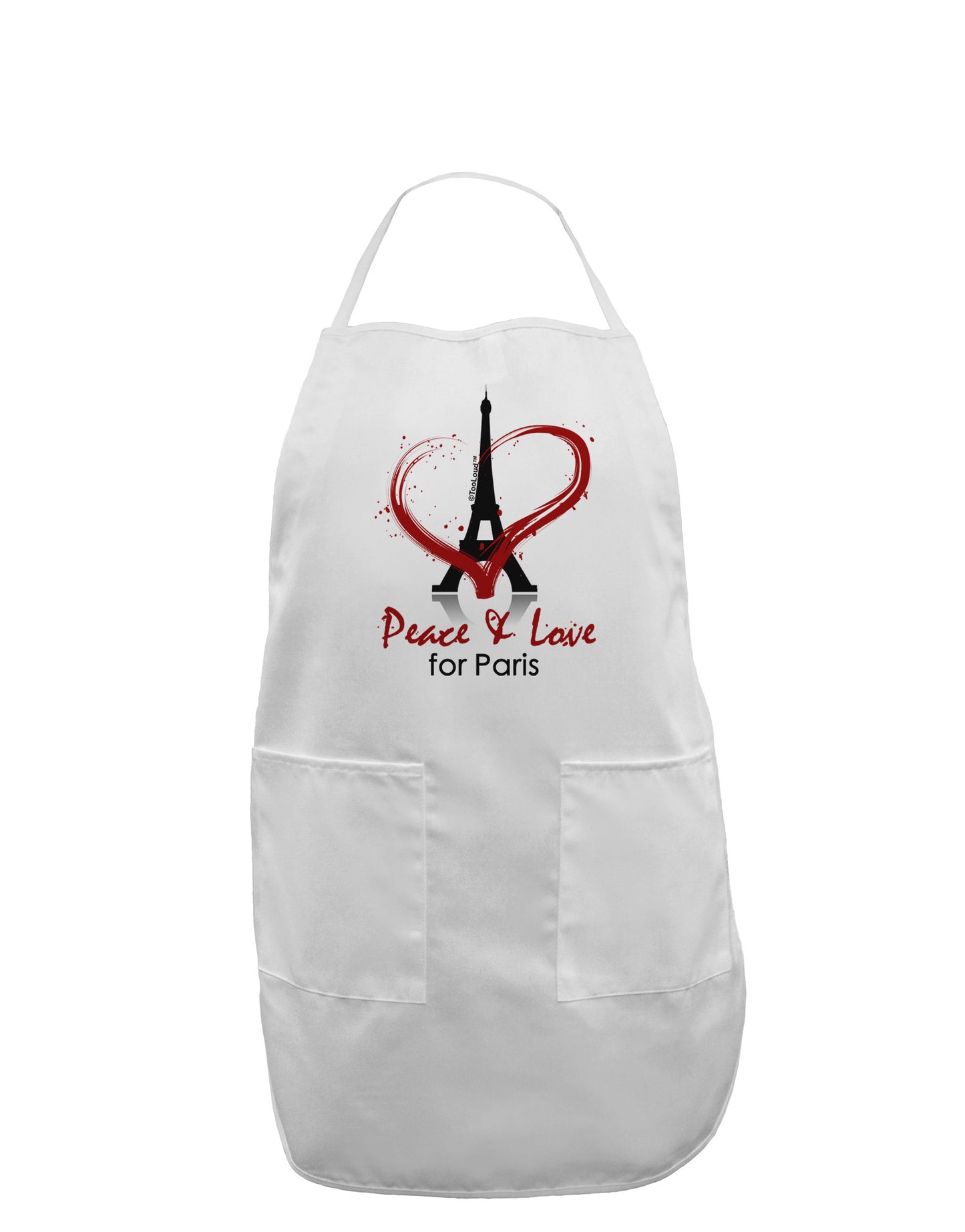 Peace & Love For Paris Adult Apron-Bib Apron-TooLoud-White-One-Size-Davson Sales