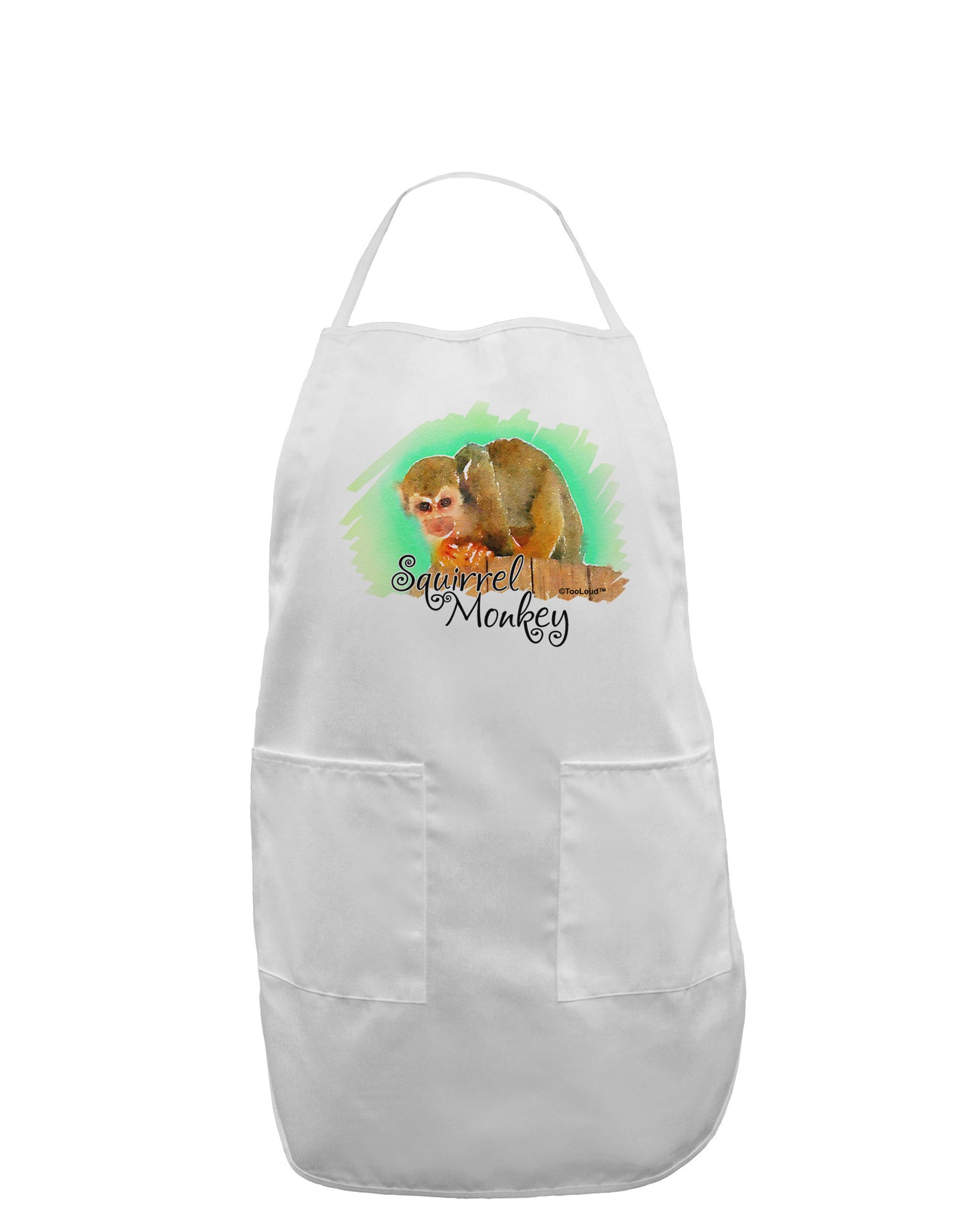 Squirrel Monkey Watercolor Text Adult Apron-Bib Apron-TooLoud-White-One-Size-Davson Sales